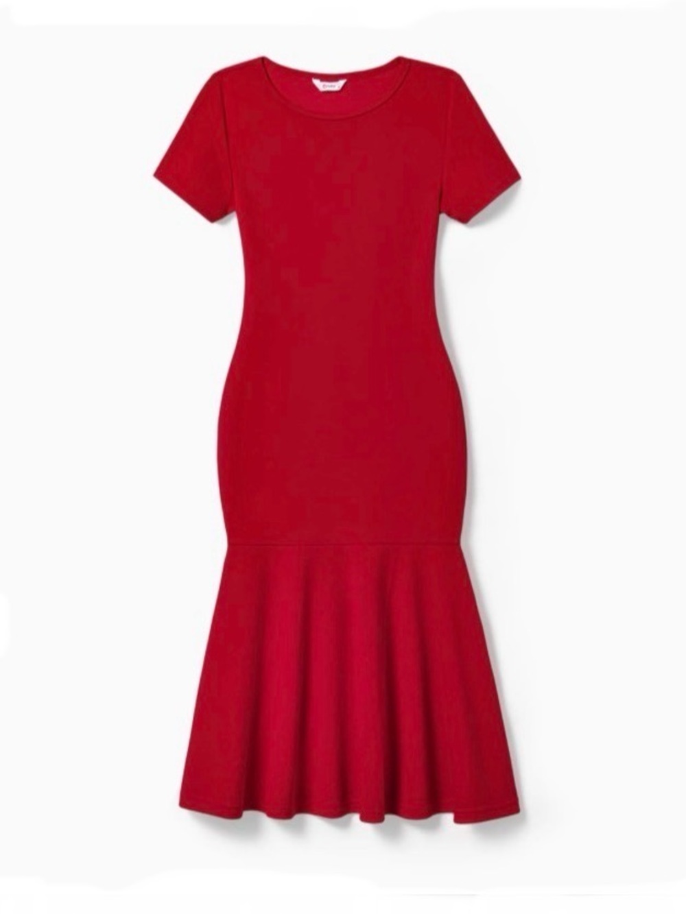 Patpat Women Solid Color Short-sleeve Fit-and-Flare Red Christmas Dress, Size M